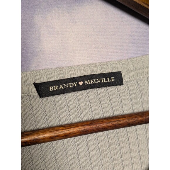 Brandy Melville Periwinkle Blue Ribbed Knit V-Neck One Size Milena Sweater Crop - Picture 7 of 10